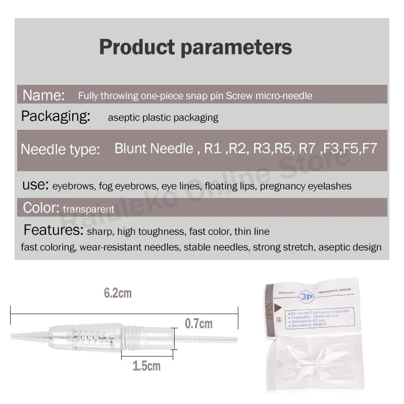 20pcs Tattoo Cartridge Needles - Replacement 1D/1R/2R/3R/3F/5R/5F/7R/7F Microblading Needles for Derma Tools