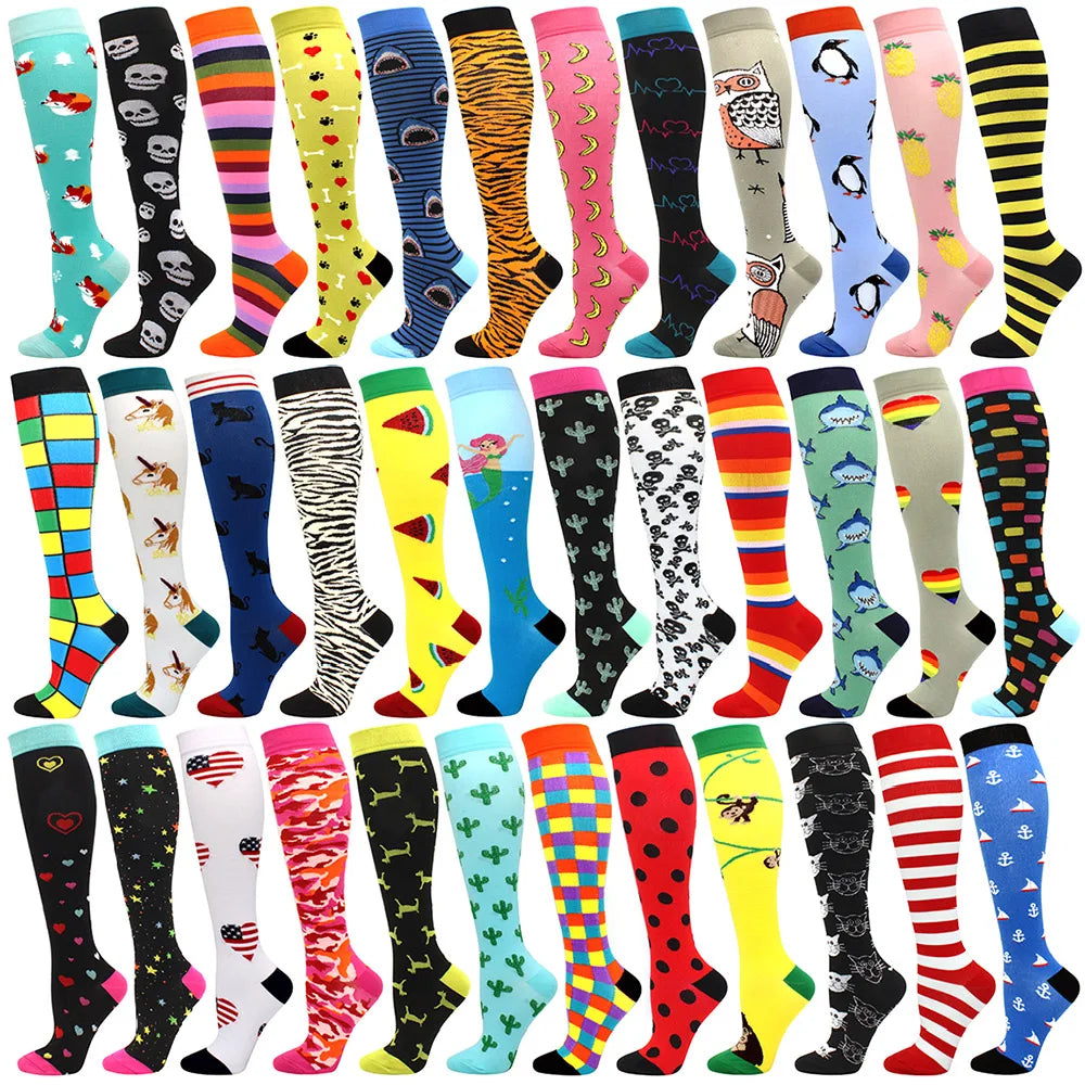 Compression Support Socks for Men & Women – Running Nursing Stockings for Edema, Varicose Veins & Blood Circulation Sports Wear