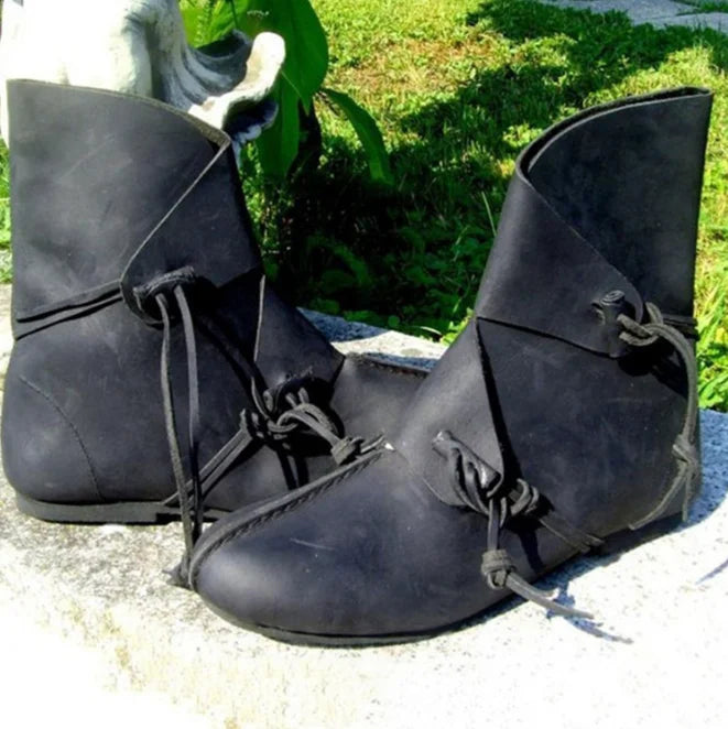 Men’s Medieval Cosplay Boots – PU Leather Ankle Shoes, Victorian Renaissance Style
