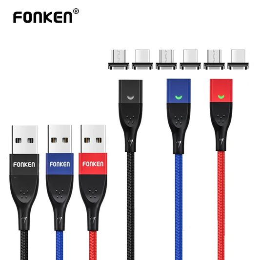 FONKEN Magnetic Charging Cable - USB Type C Fast Charger Cord with Magnetic Connector for Realme GT6 Android Phones