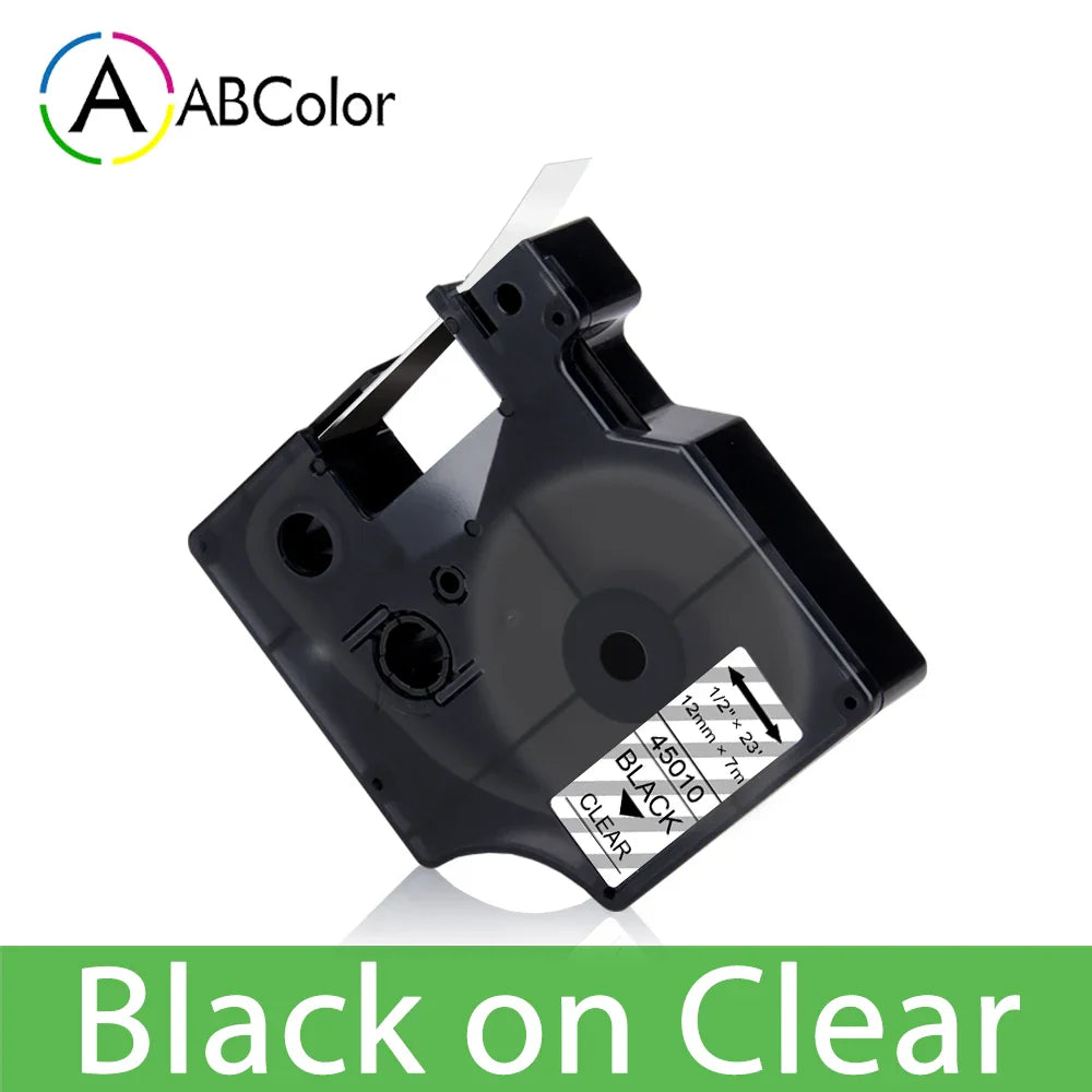 12mm Black on White Label Tape Cartridge Compatible with Dymo LabelManager 160 & 280