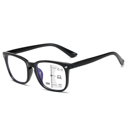 CRIXALIS Square Progressive Reading Glasses – Multifocal Anti-Glare Computer Eyewear for Men & Women, UV400 Protection