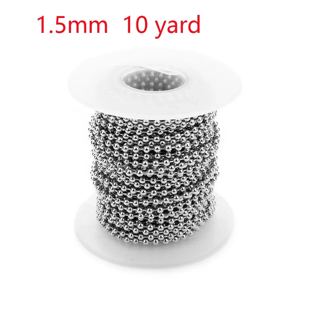 Stainless Steel Beaded Ball Chain - 1.5mm 2mm 2.4mm Bulk Jewelry Chain for DIY Necklaces & Craft Making Supplies