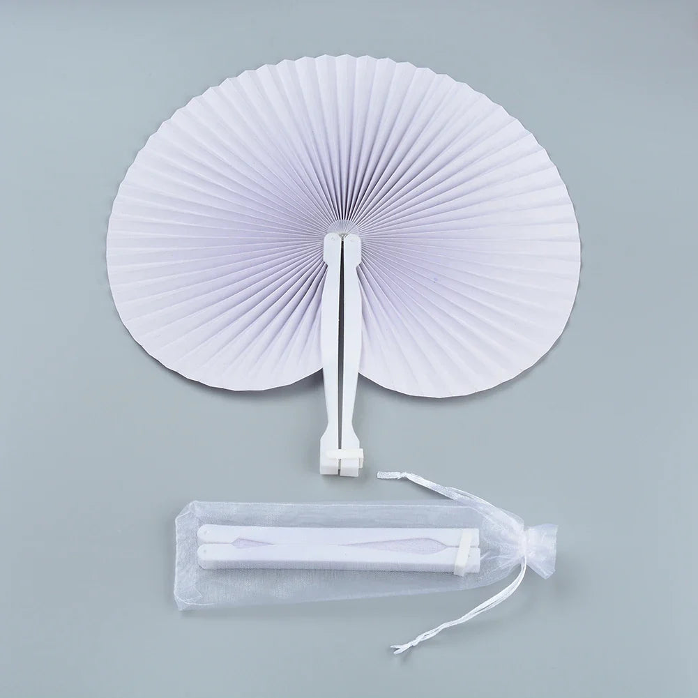 20/30PCS Personalized White Wedding Heart Paper Fans – Custom Logo Party Souvenirs & Guest Gifts for Engagements & Baptisms