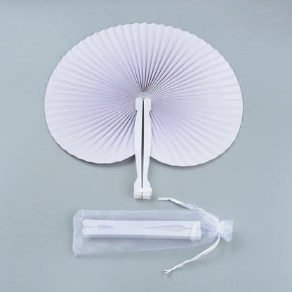 20/30PCS Personalized White Wedding Heart Paper Fans – Custom Logo Party Souvenirs & Guest Gifts for Engagements & Baptisms