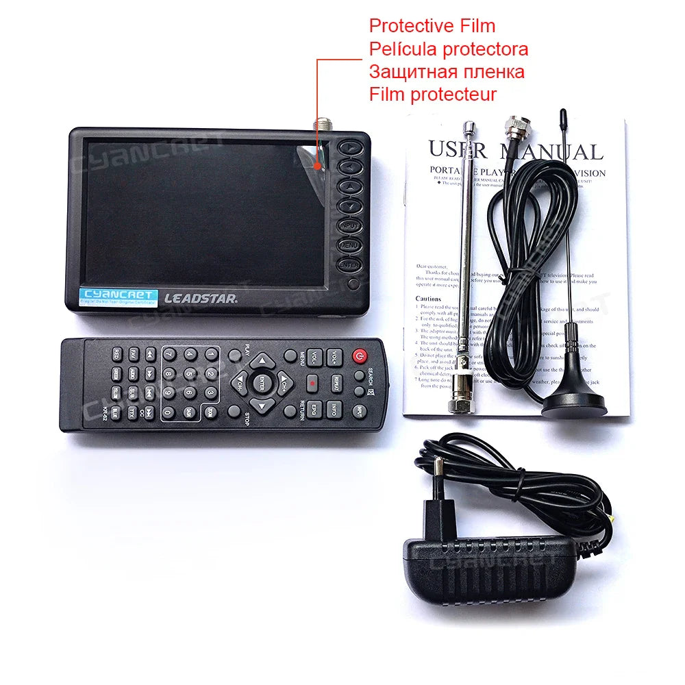 LEADSTAR Pocket TV D5 5 Inch | DVB-T2 ATSC ISDB-T TDT Digital & Analog Mini Car Television | Portable TV with USB TF AC3 Support