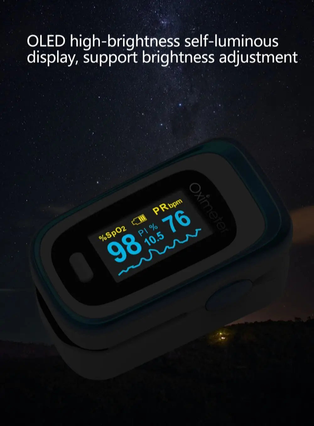 KIUZOU Finger Pulse Oximeter – SPO2, PR, PI, RR Blood Oxygen Saturation & Heart Rate Monitor, OLED Display