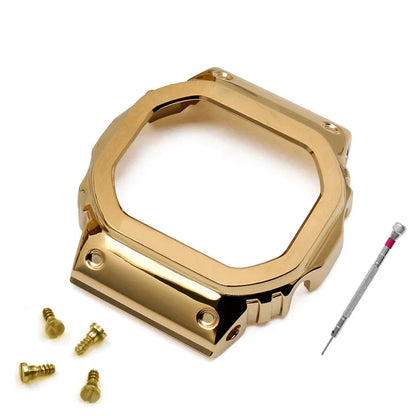 V4.0 Stainless Steel Watch Band & Bezel Kit - Metal Case Strap Replacement for Casio G-Shock DW5600 GW-B5600 DW-5030 Series