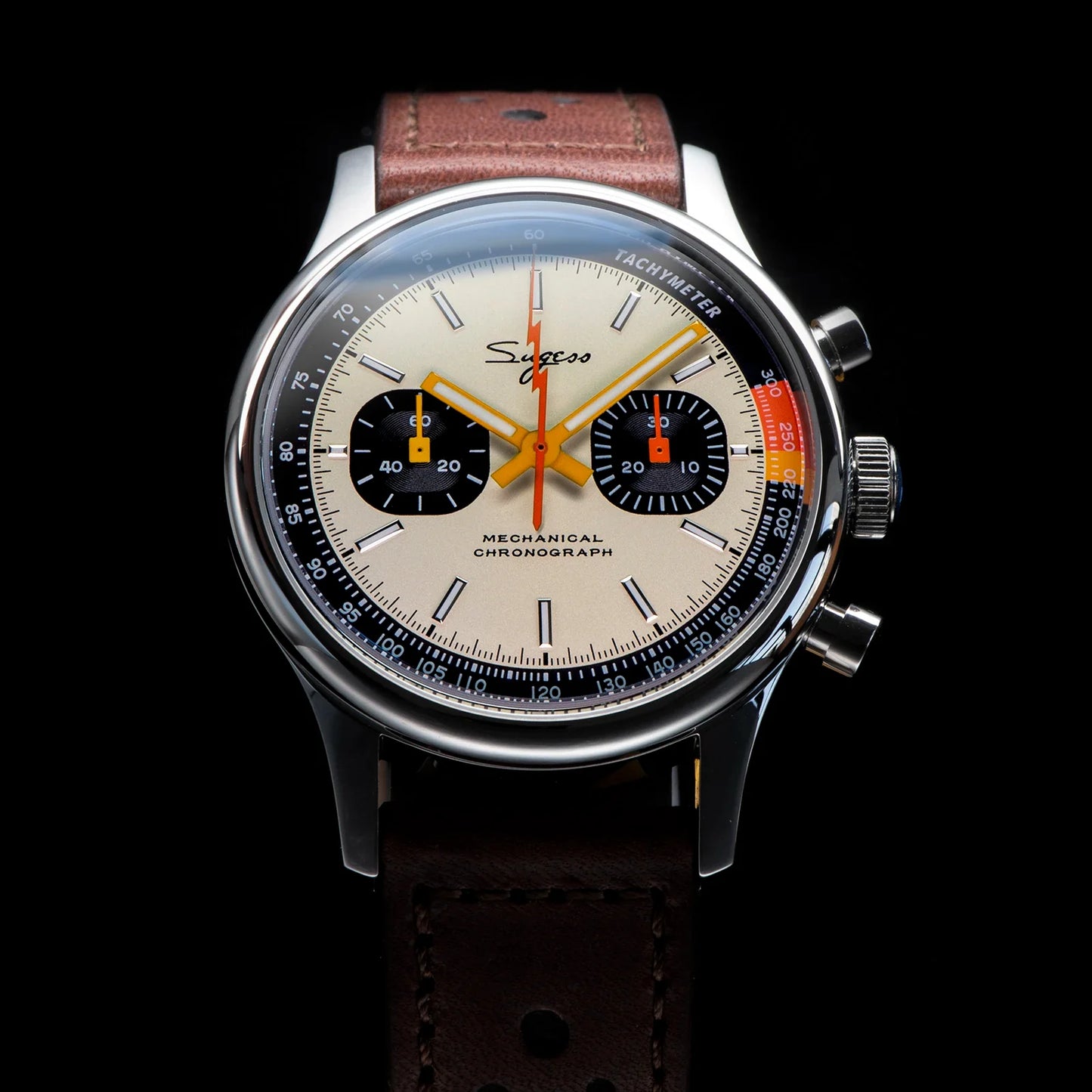 Sugess Men's Chronograph Mechanical Watch – Seagull ST19 Swan Neck Movement with Sapphire Crystal Racing V2