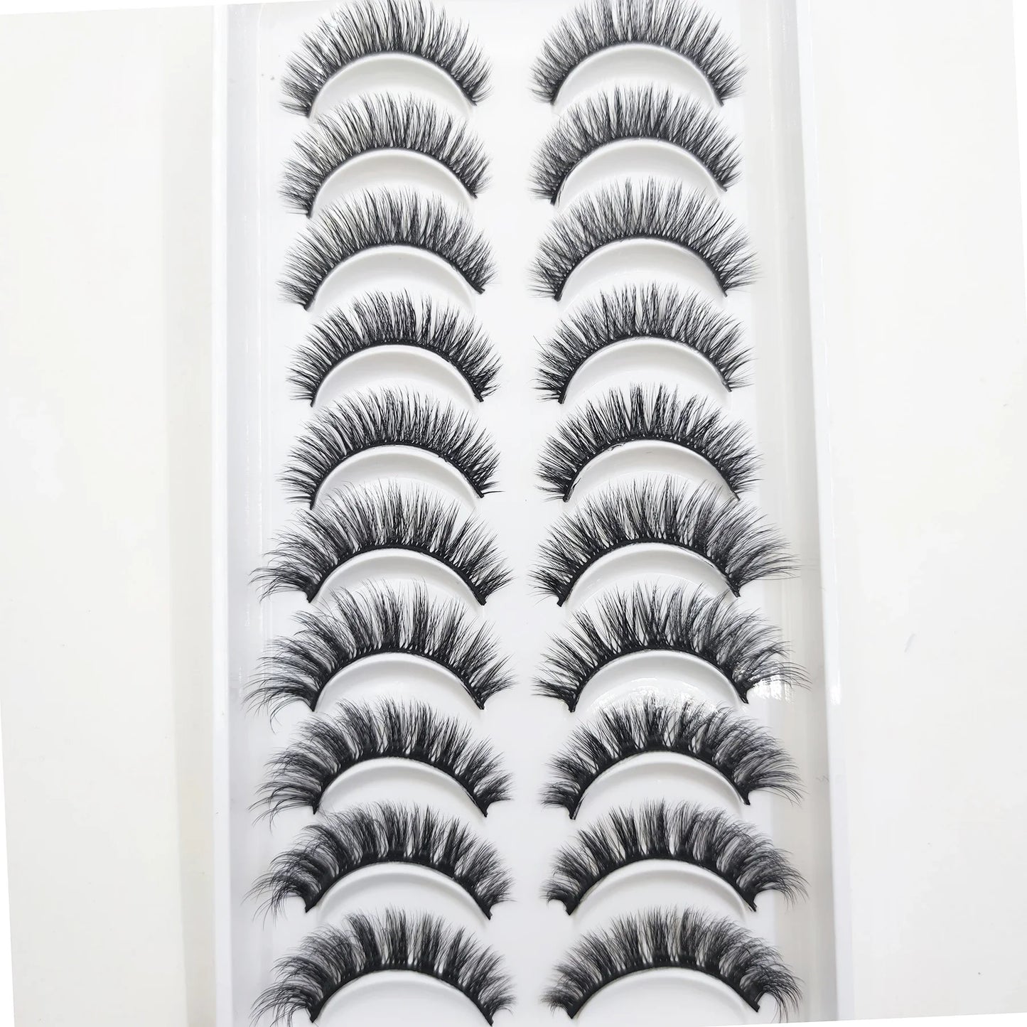 10 Pairs 3D Mink False Eyelashes – Soft Natural Cross Messy Dense Lash Extensions Makeup