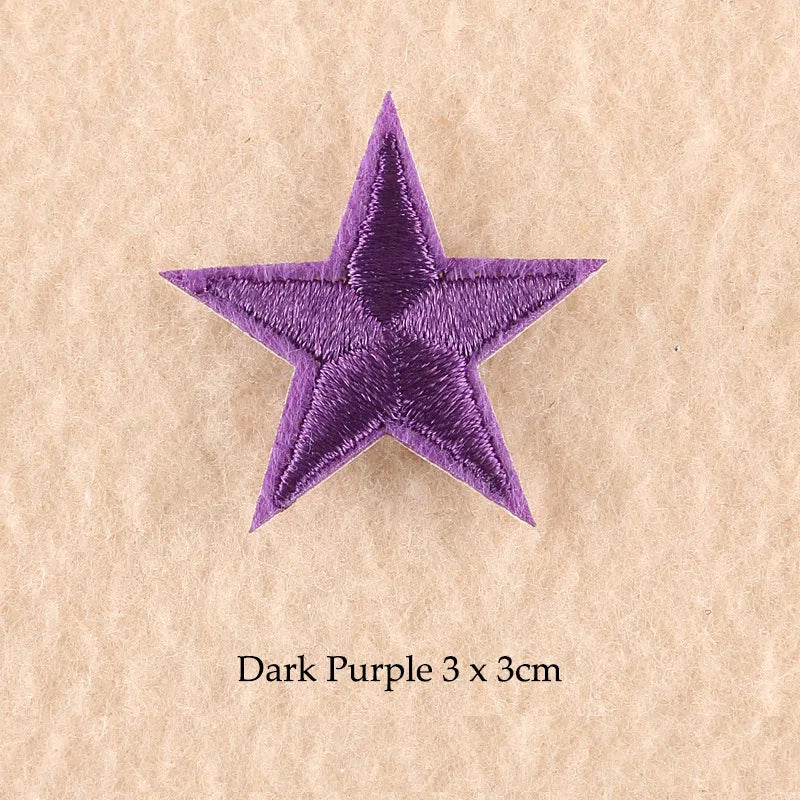 Stars Embroidered Iron-On Patches – Gold, Silver & Colorful Appliqué Stickers for Clothing, Jackets, Bags & DIY Craft Decoration