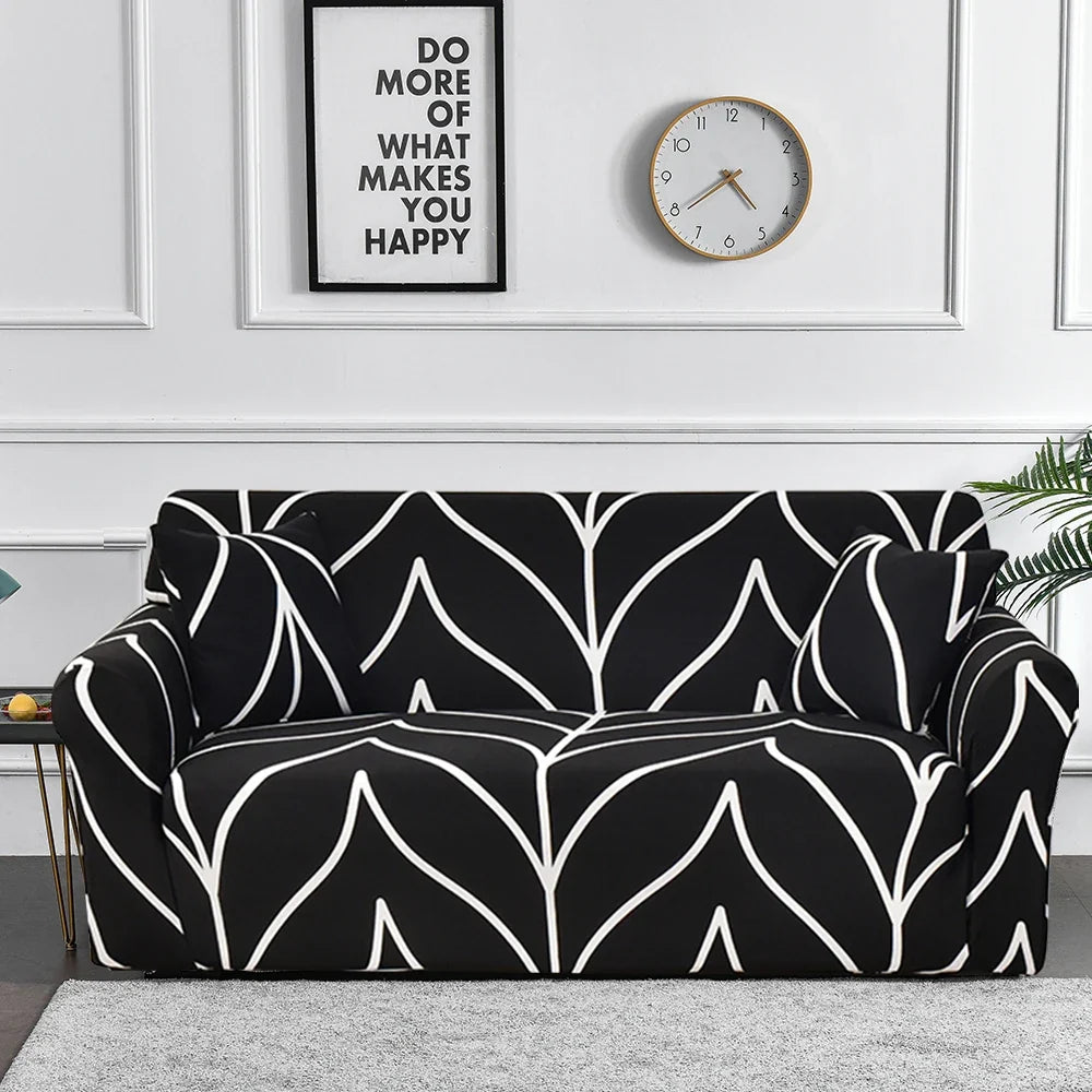 Stretch Sofa Cover - Printed Elastic Slipcover for L-Shaped Corner Couch, Living Room 1/2/3/4 Seat Protector