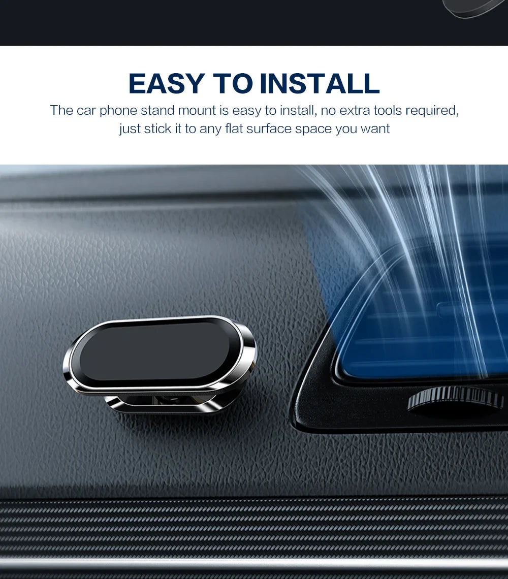 STONEGO 360° Rotating Metal Magnetic Phone Holder – Zinc Alloy Car Mount for Cellphones