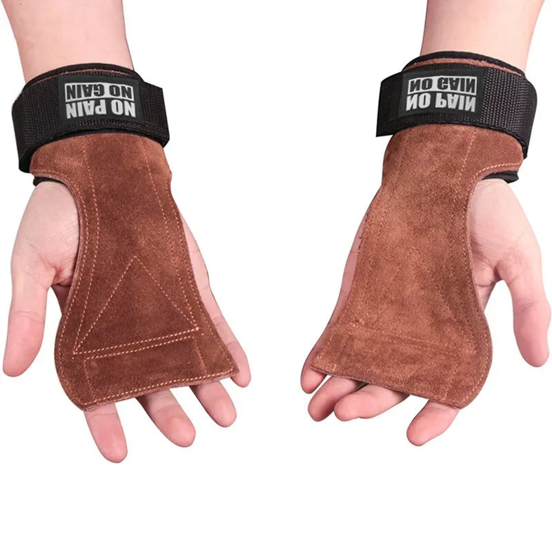Cowhide Gym Gloves: Anti-Skid Weight Lifting Pads with Power Belt - Deadlift Belt Workout Crossfit Fitness Gloves for Palm Protection