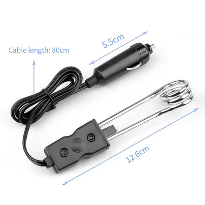 12V 24V Car Immersion Heater - Portable Auto Water Warmer for Coffee, Tea & Travel Use with Durable Safe Heating Design