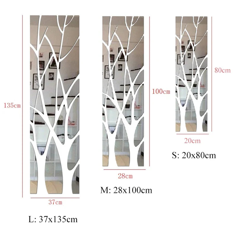 3D Acrylic Mirror Wall Sticker Tree - DIY Art Decal for TV Background, Living Room & Bedroom Home Decor
