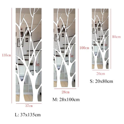 3D Acrylic Mirror Wall Sticker Tree - DIY Art Decal for TV Background, Living Room & Bedroom Home Decor