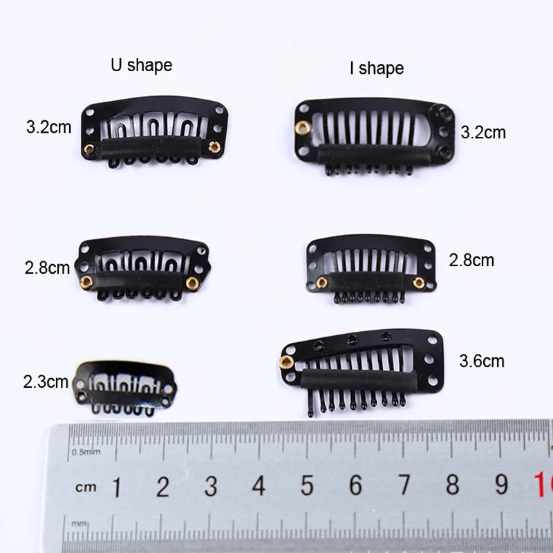 50Pcs Wig Clips Snap Clips - 2.3cm-3.6cm Black & Brown Hair Extension Weft Clips for Wig Styling & Hair Tools