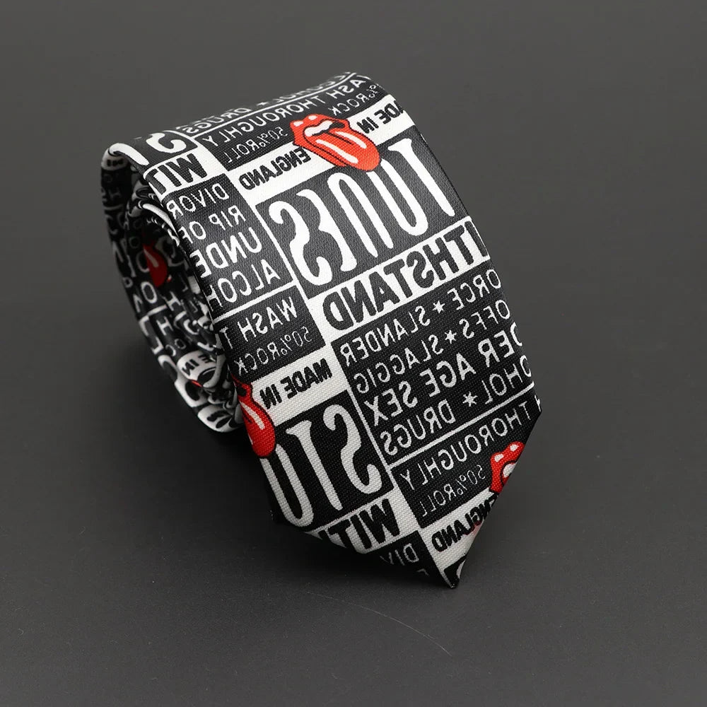Musical Notes Slim Necktie - Silky Piano & Guitar Print Tie for Men & Women, Elegant Fashion Gift