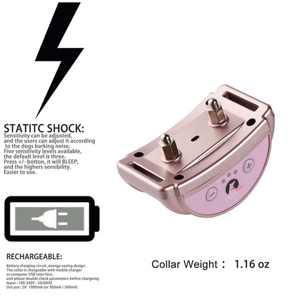 Anti-Bark Dog Collar - Adjustable 8-27 Inch Shock Training Collar for Small & Medium Dogs with Bark Control Device