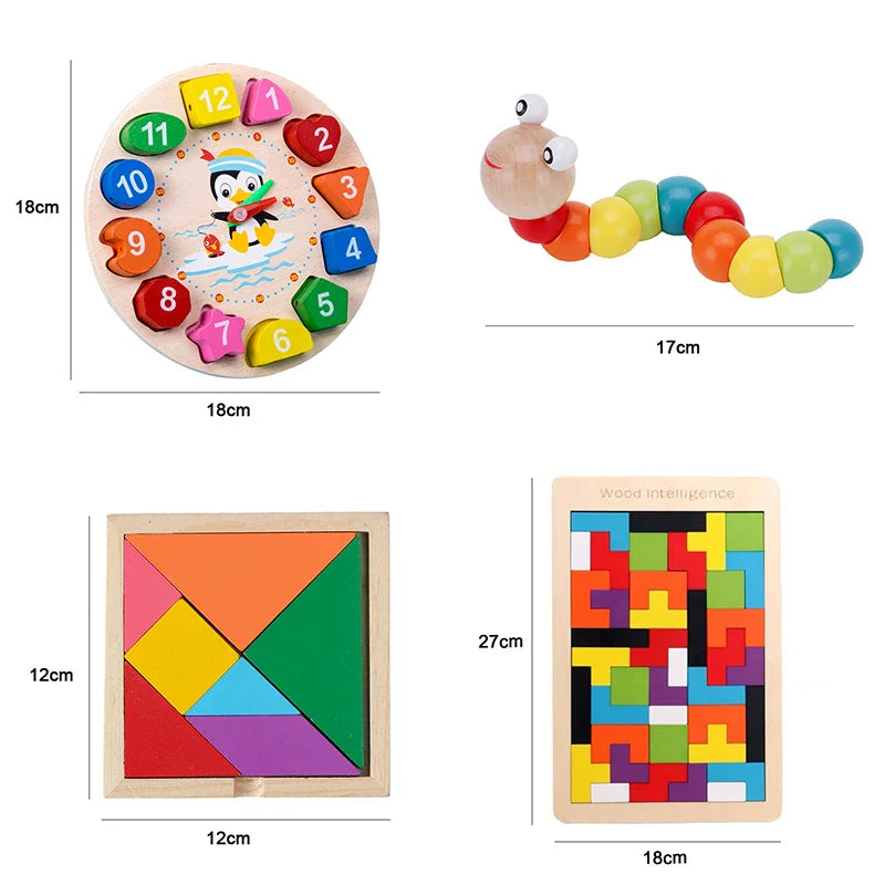 Hot Kids Montessori Wooden Toys – Macaron Blocks Learning Set, Baby Music Rattles & Colorful Educational Blocks