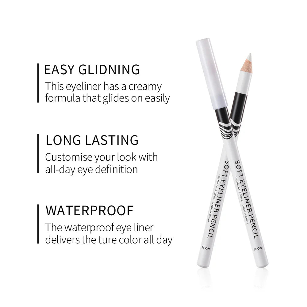 Waterproof White Eyeliner Pencil – Quick-Dry, Long-Lasting No-Bloom Eye Liner Pen for Professional Makeup