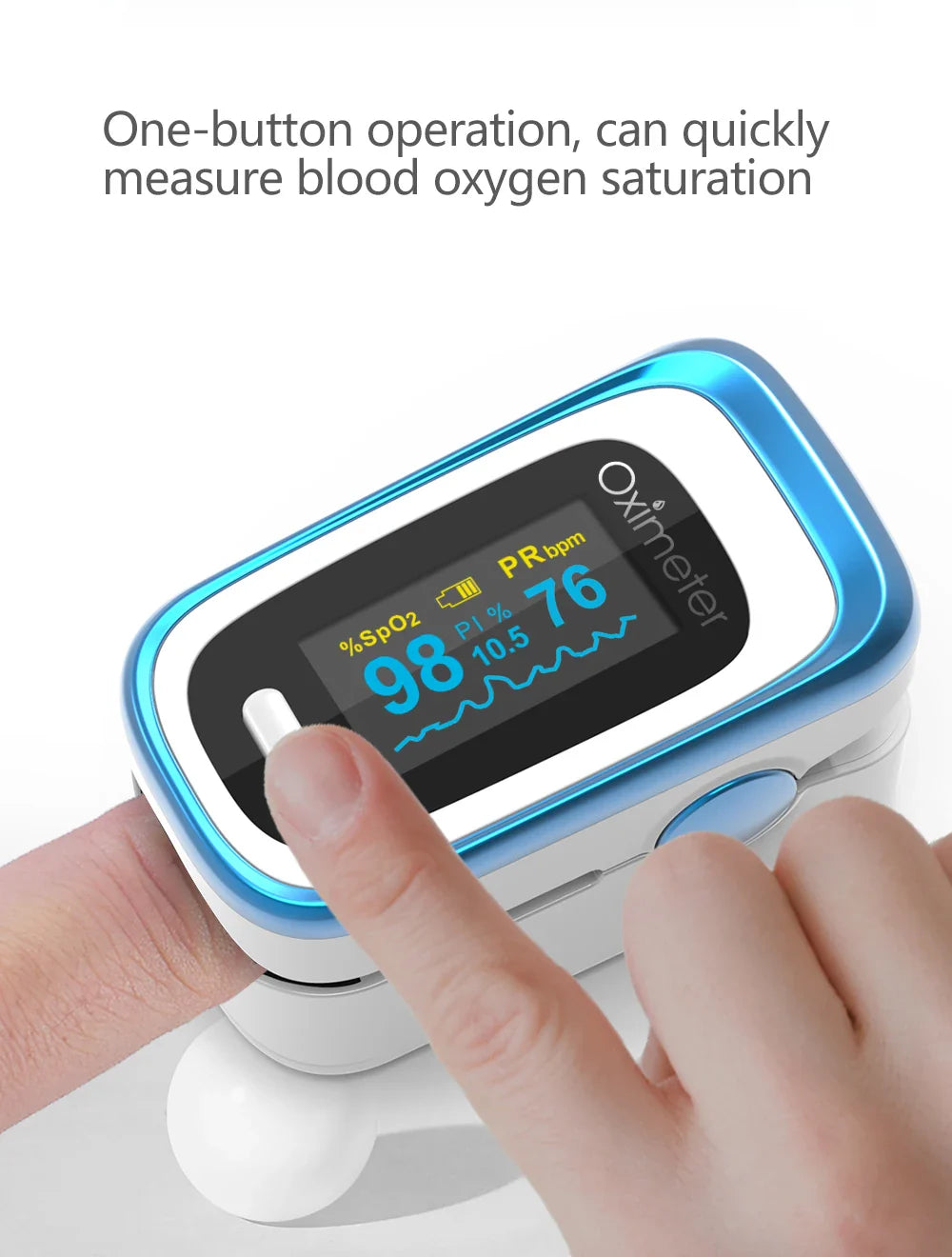 Kiuzou Medical Finger Pulse Oximeter – Portable OLED SPO2, PR, Sleep Monitor, 8-Hour Battery, Blood Oxygen Case