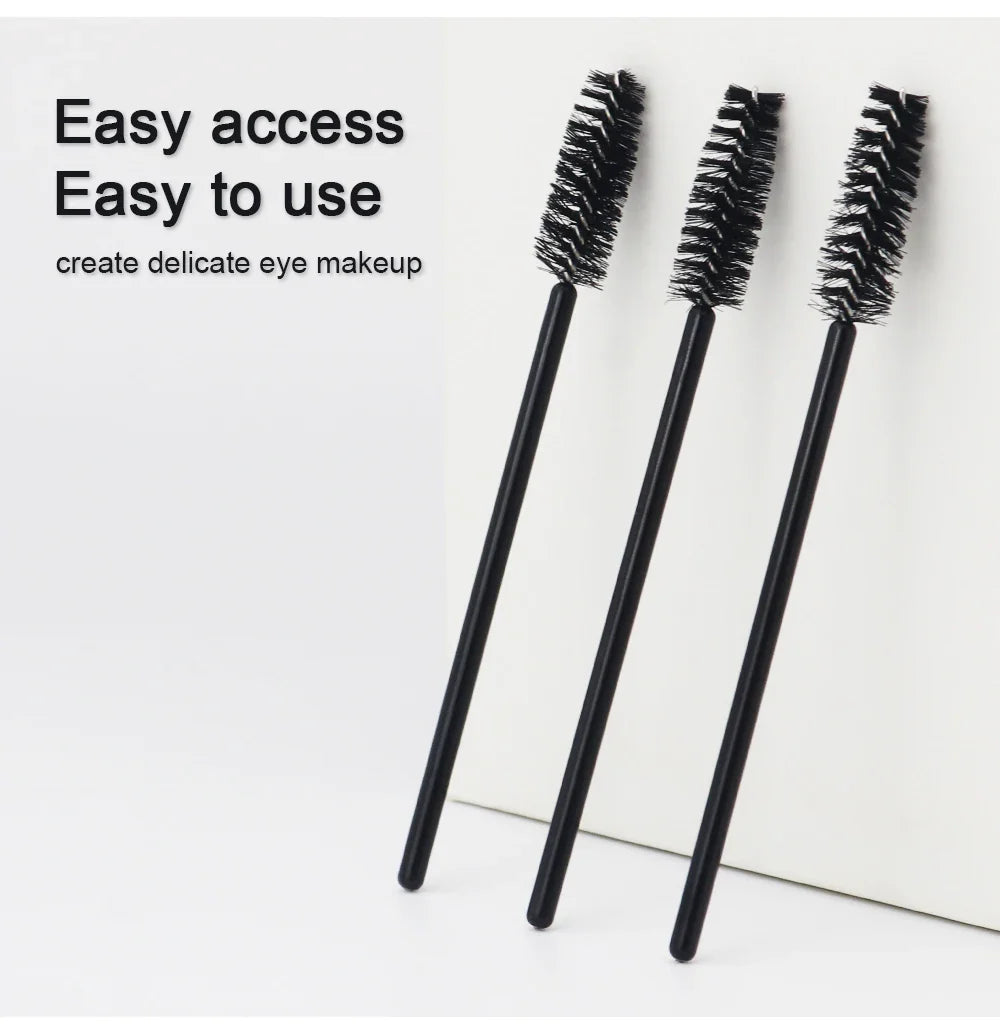 ANNAFRIS 50pcs Disposable Eyelash & Eyebrow Brushes — Soft Crystal Lash Extension Mascara Wands Makeup Tools