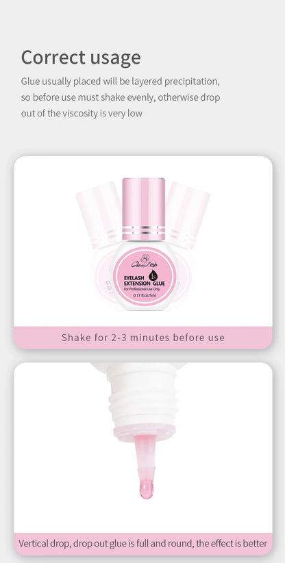 GLAMLASH Eyelash Extension Glue — Black Adhesive Kit for Individual False Lashes, 0.3–2 Sec Dry Time, Professional Use