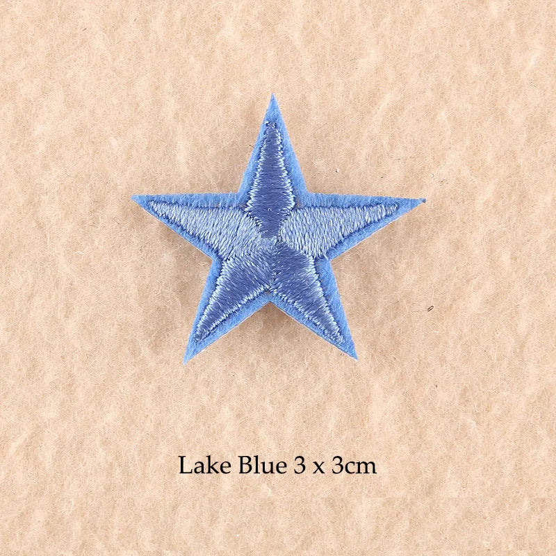 Stars Embroidered Iron-On Patches – Gold, Silver & Colorful Appliqué Stickers for Clothing, Jackets, Bags & DIY Craft Decoration