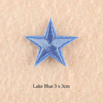 Stars Embroidered Iron-On Patches – Gold, Silver & Colorful Appliqué Stickers for Clothing, Jackets, Bags & DIY Craft Decoration