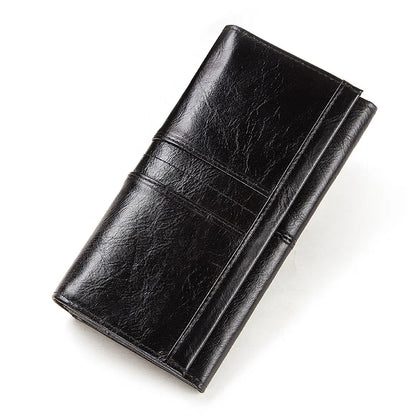 Women’s Genuine Leather Clutch Wallet – RFID Blocking Phone Purse with Zipper Pocket & Card Holder