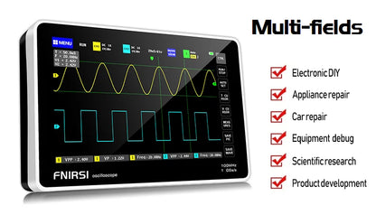 FNIRSI-1013D Digital Tablet Oscilloscope – Dual Channel, 100MHz Bandwidth, 1GS/s Sampling Rate, 7-Inch Mini Scope