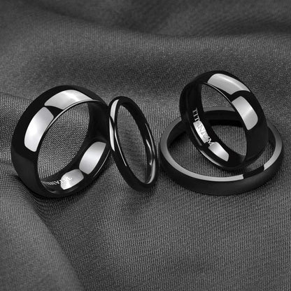 TIGRADE Titanium Wedding Band Rings - 2/4/6/8mm Polished Classic Engagement Rings for Men & Women in Black & Silver