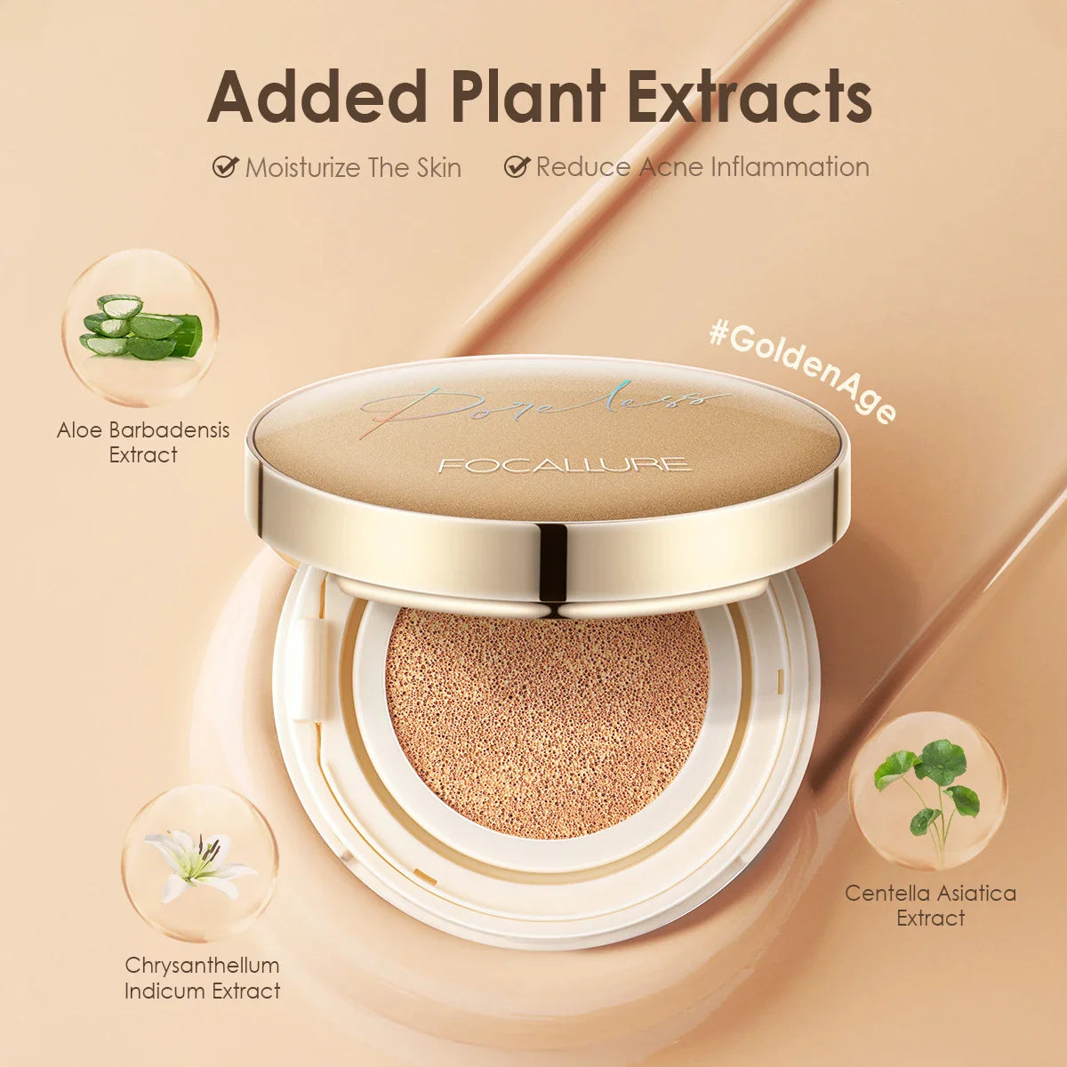 FOCALLURE Poreless BB Air Cushion – Whitening CC Cream Foundation, Waterproof Matte Concealer Makeup