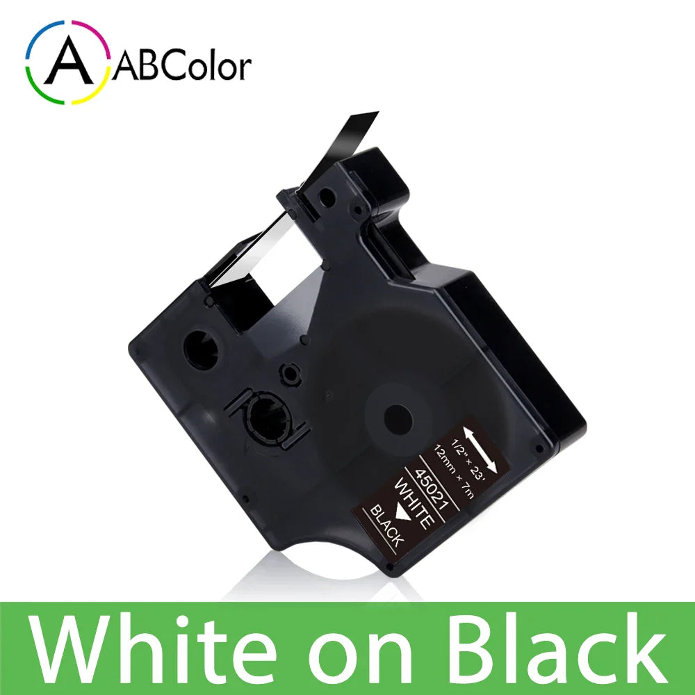 12mm Black on White Label Tape Cartridge Compatible with Dymo LabelManager 160 & 280
