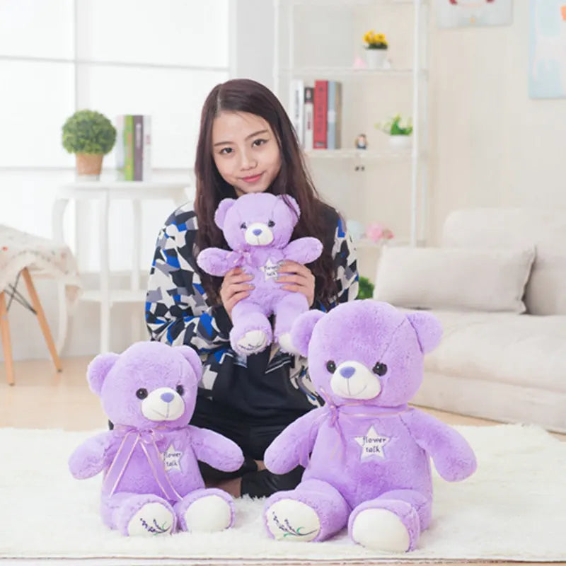 Cute Purple Bear Plush Toy - Soft Stuffed Animal Doll Gift for Kids, Classmates & Graduation