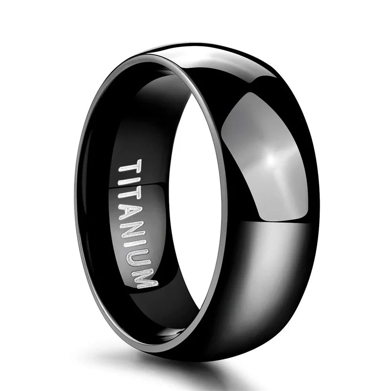 TIGRADE Titanium Wedding Band Rings - 2/4/6/8mm Polished Classic Engagement Rings for Men & Women in Black & Silver