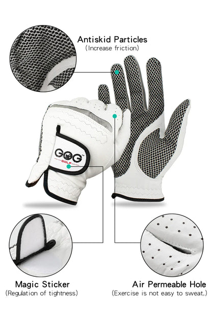 Men’s Golf Gloves – Cabretta Leather Left/Right Hand with Anti-Slip Grip, Soft & Breathable Design