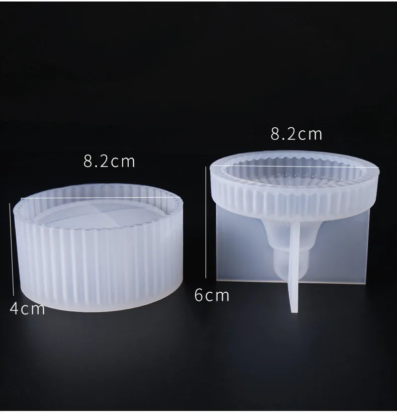 DIY Round Stripe Crystal Epoxy Resin Storage Box Silicone Mold