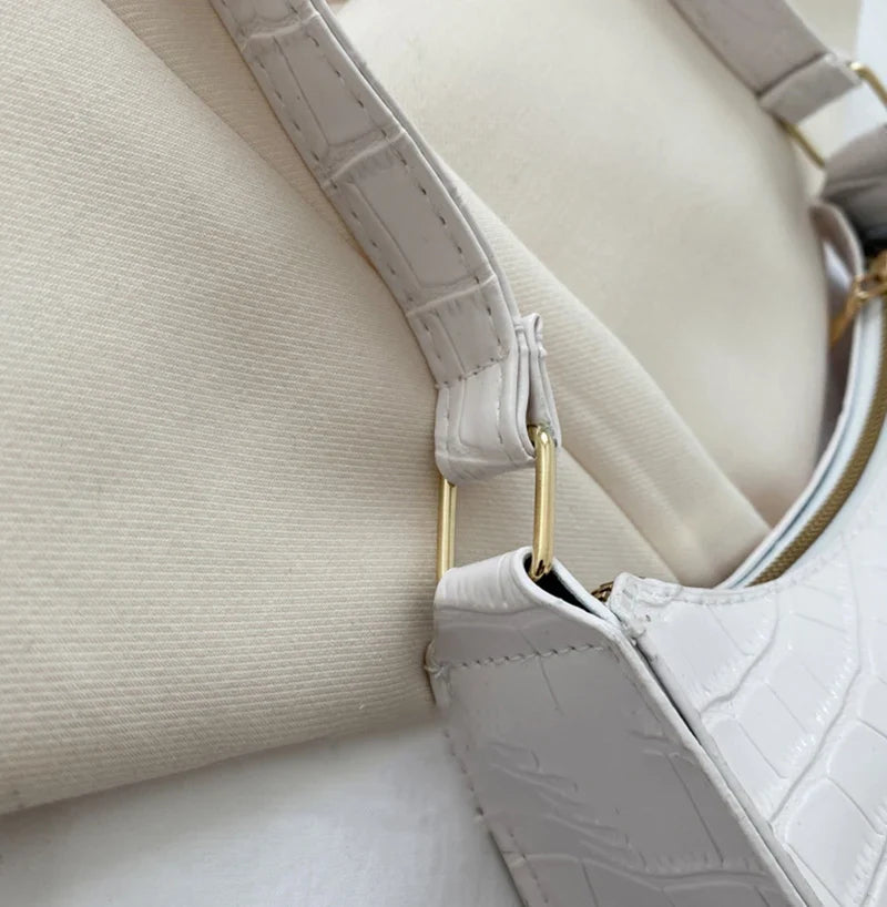 Fashion PU Leather Handbag for Women – Alligator Pattern Small Underarm Messenger Bag & Purse
