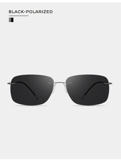 CAPONI Square Photochromic Polarized Sunglasses for Men - Rimless, Classic Design, UV400 Protection Eyewear (BS7467)