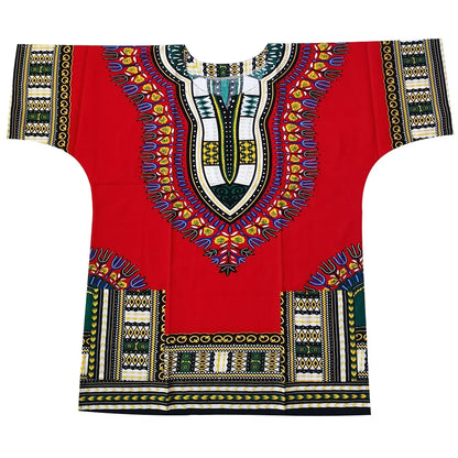 African Dashiki Cotton T-Shirt - Traditional Printed Unisex Fashion Top with Vibrant Ethnic Style Design