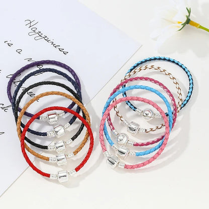 BAOPON 9-Color Leather Charm Bracelet - DIY Chain Jewelry Gift for Women & Girls