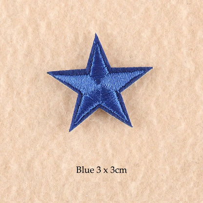 Stars Embroidered Iron-On Patches – Gold, Silver & Colorful Appliqué Stickers for Clothing, Jackets, Bags & DIY Craft Decoration