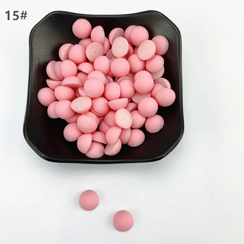 ABS Flat Half Round Beads - 6mm & 10mm Matte Plastic Beads for Clothing Accessories