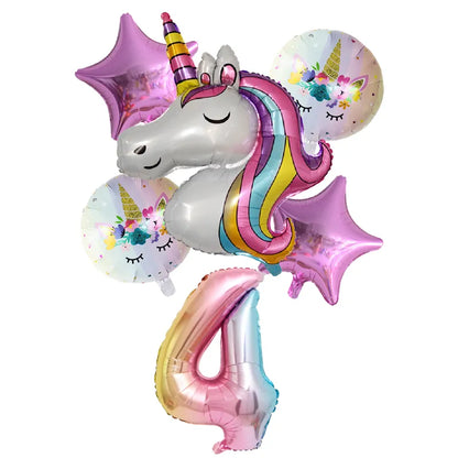 2024 Unicorn-Themed 1st Birthday Party Balloons - Inflatable Helium Foil Balloons for Kids' First Birthday and Baby Showers