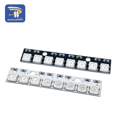 WS2812B 8x1 RGB LED Panel Module - 8-Bit 5V Rainbow Light Board for Arduino