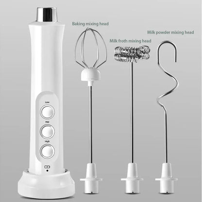 3-in-1 Portable Electric Milk Frother – Handheld Rechargeable Foam Maker, High-Speed Drink Mixer & Coffee Wand