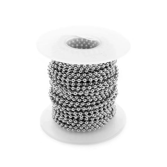 Stainless Steel Beaded Ball Chain - 1.5mm 2mm 2.4mm Bulk Jewelry Chain for DIY Necklaces & Craft Making Supplies